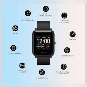 Amazfit Bip S Lite Smartwatch Fitness Watch with Heart Rate, Sleep Monitor- USED